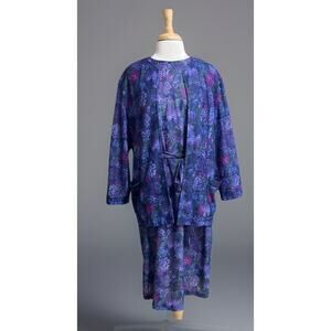 Vtg 80s California Looks Floral Dress Purple Belted Jacket Grannycore size 18